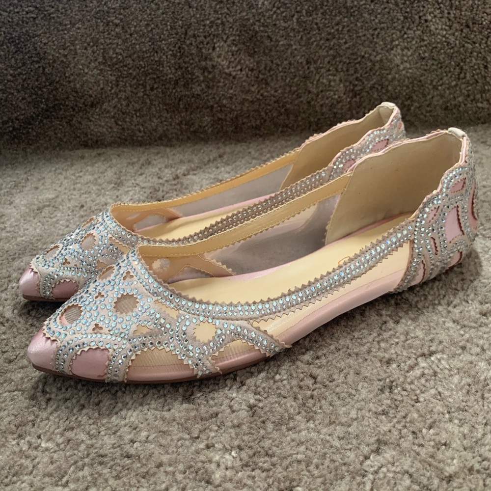 XYD Women Elegant Pointed Toe Rhinestone Flats - Picture 9 of 14